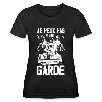 Je Peux Pas Je Suis de Garde Pompier Humour - T-shirt sport Femme - noir - Devant - AI Model Female 172 light (172cm)