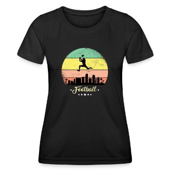 Amarican Football Vintage Sport Retro Sunset - Frauen Funktions-T-Shirt - Schwarz - Vorne - AI Model Female 172 light (172cm)