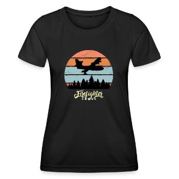 Fire Fighting Aircraft Vintage Aircraft - Women's Functional T-Shirt - black - Front - AI Model Female 172 light (172cm)