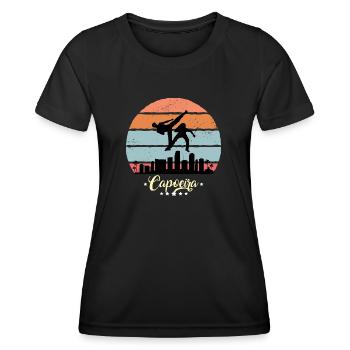 Capoeira Vintage Retro Sonnenuntergang Sport - Frauen Funktions-T-Shirt - Schwarz - Vorne - AI Model Female 172 light (172cm)