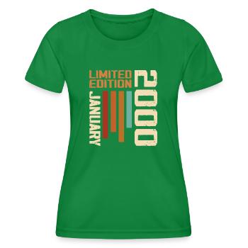 January 2000 - 2000 January Birthday Gift - Women's Functional T-Shirt - kelly green - Front - AI Model Female 172 dark (172cm)