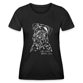 SOFT COATED WHEATEN TERRIER Portrait Wilsigns - Women's Functional T-Shirt - black - Front - AI Model Female 172 light (172cm)