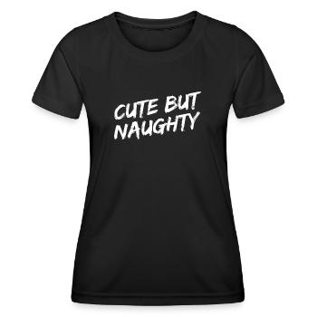 Police de pinceau blanche « mignonne mais coquine » - T-shirt sport Femme - noir - Devant - AI Model Female 172 light (172cm)