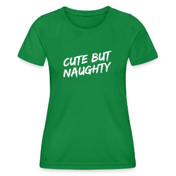 Police de pinceau blanche « mignonne mais coquine » - T-shirt sport Femme - vert - Devant - AI Model Female 172 dark (172cm)