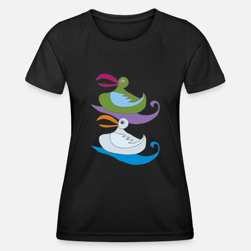 seagull pair colorful - Women's Functional T-Shirt - black