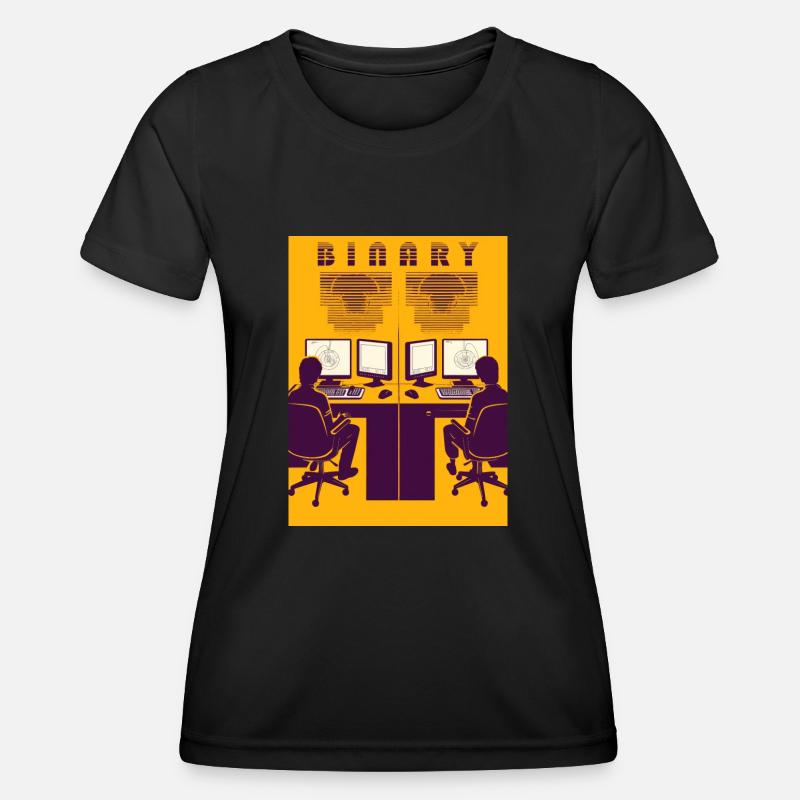Binary - Frauen Funktions-T-Shirt - Schwarz