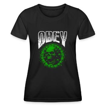 Obey Illustration Bold Green Virus Skull - Women's Functional T-Shirt - black - Front - AI Model Female 172 light (172cm)