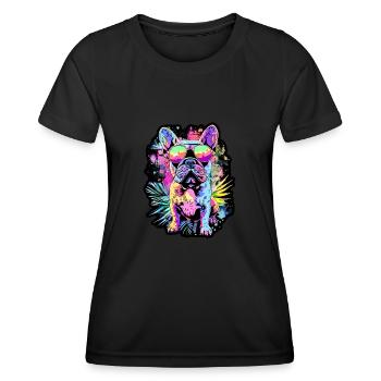 Petit bouledogue - T-shirt sport Femme - noir - Devant - AI Model Female 172 light (172cm)