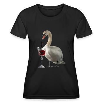 Schwan Wein - Frauen Funktions-T-Shirt - Schwarz - Vorne - AI Model Female 172 light (172cm)