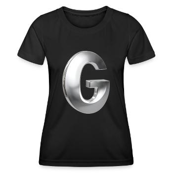 Chrome ,, G " Métallisé - T-shirt sport Femme - noir - Devant - AI Model Female 172 light (172cm)