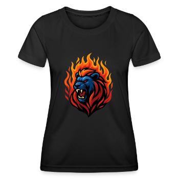 Lion – Roaring Blaze | Urban Zodiac Mascot - Women's Functional T-Shirt - black - Front - AI Model Female 172 light (172cm)