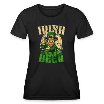 Irish you were Beer - funny leprechaun design - Frauen Funktions-T-Shirt - Schwarz - Vorne - AI Model Female 172 light (172cm)
