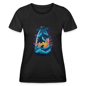 Bouteille de requin - T-shirt sport Femme - noir - Devant - AI Model Female 172 light (172cm)