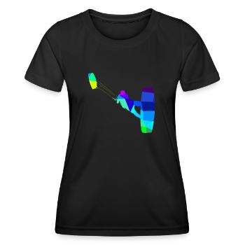 Kite Surfing Rainbow Colors Polygon Sport - Women's Functional T-Shirt - black - Front - AI Model Female 172 light (172cm)