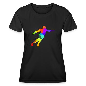 Roller Derby Inline Skates Rainbow Colors Polygon - Women's Functional T-Shirt - black - Front - AI Model Female 172 light (172cm)