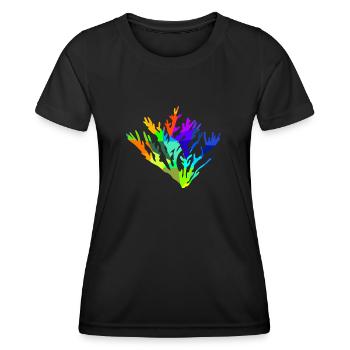 Koralle Ozean Regenbogen Tiere Polygon - Frauen Funktions-T-Shirt - Schwarz - Vorne - AI Model Female 172 light (172cm)