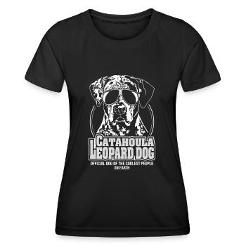 CATAHOULA LEOPARD DOG coolest people Wilsigns - T-shirt sport Femme - noir - Devant - AI Model Female 172 light (172cm)