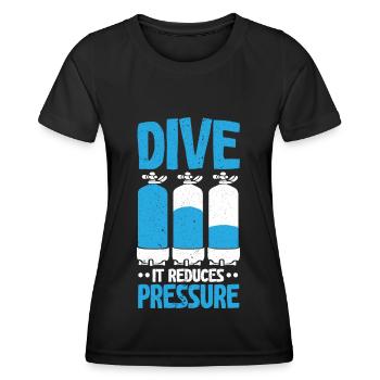 Tauchen Es reduziert den Druck Tauchen Aquatic Scu - Frauen Funktions-T-Shirt - Schwarz - Vorne - AI Model Female 172 light (172cm)