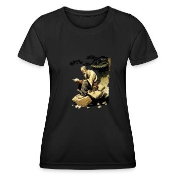 Knowledge I Wise Man Motif Comic Gift Idea - Women's Functional T-Shirt - black - Front - AI Model Female 172 light (172cm)