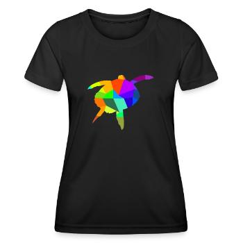 Wasserschildkröte Regenbogen Tiere Polygon - Frauen Funktions-T-Shirt - Schwarz - Vorne - AI Model Female 172 light (172cm)