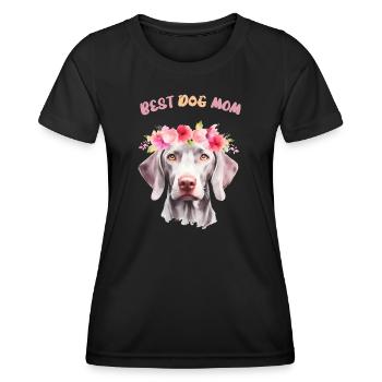 meilleure maman chien - Weimaraner avec couronne de fleurs - T-shirt sport Femme - noir - Devant - AI Model Female 172 light (172cm)