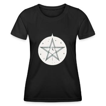Magic pentagram with stars and moon - Women's Functional T-Shirt - black - Front - AI Model Female 172 light (172cm)