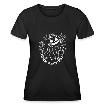 Purr-fect Fall - Cat and Pumpkin Design T-Shirt - Women's Functional T-Shirt - black - Front - AI Model Female 172 light (172cm)