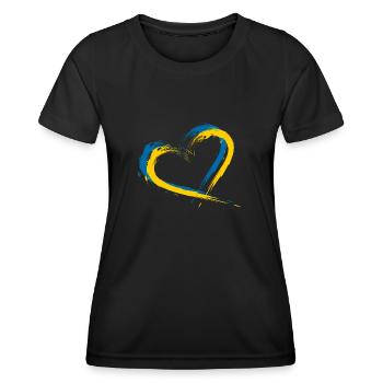 Coeur brosse drapeau vecteur drapeau Suède - T-shirt sport Femme - noir - Devant - AI Model Female 172 light (172cm)