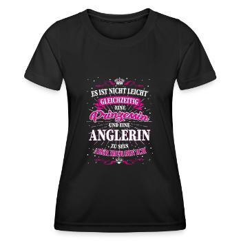 Anglerin und Prinzessin T-Shirt - Frauen Funktions-T-Shirt - Schwarz - Vorne - AI Model Female 172 light (172cm)