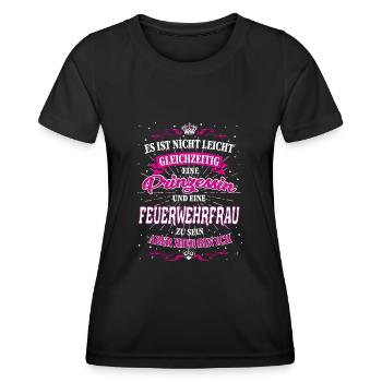 Feuerwehrfrau und Prinzessin T-Shirt - Frauen Funktions-T-Shirt - Schwarz - Vorne - AI Model Female 172 light (172cm)