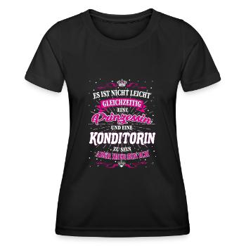 Konditorin und Prinzessin T-Shirt - Frauen Funktions-T-Shirt - Schwarz - Vorne - AI Model Female 172 light (172cm)