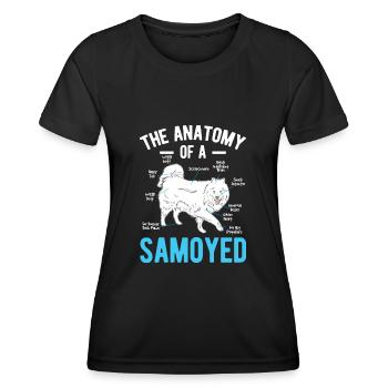 Anatomie Samojede Sibirien Haustier Hund Tierliebhaber Geschenk - Frauen Funktions-T-Shirt - Schwarz - Vorne - AI Model Female 172 light (172cm)