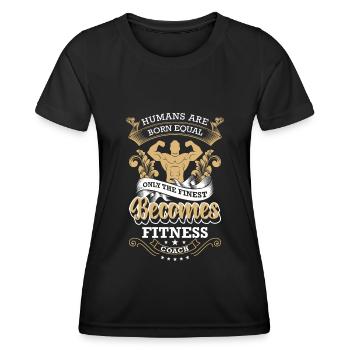 Fitnesstrainer Bankdrücken Training - Frauen Funktions-T-Shirt - Schwarz - Vorne - AI Model Female 172 light (172cm)