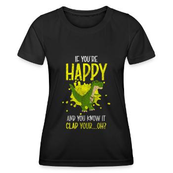 Dino Tyrannosaurus Triceratops Cretaceous - Women's Functional T-Shirt - black - Front - AI Model Female 172 light (172cm)