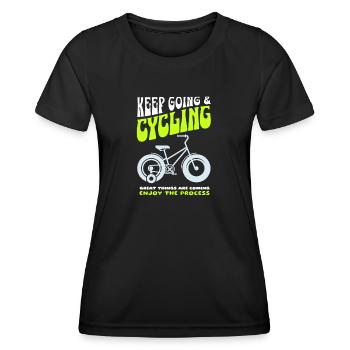 Continuez et faites du vélo - T-shirt sport Femme - noir - Devant - AI Model Female 172 light (172cm)