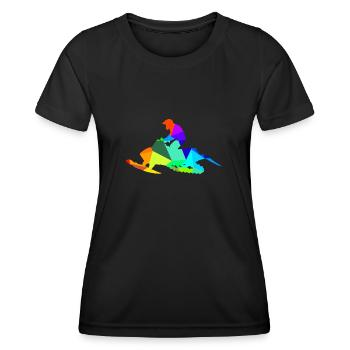 Snowmobile Skibob Rainbow Polygon Vehicle - Women's Functional T-Shirt - black - Front - AI Model Female 172 light (172cm)
