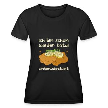 Unterschnitzelt Wiener Schnitzel Fleisch Geschenk - Frauen Funktions-T-Shirt - Schwarz - Vorne - AI Model Female 172 light (172cm)