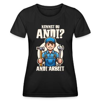 Handwerker Andi Arbeit Geschenk Sprüche Lustig - Frauen Funktions-T-Shirt - Schwarz - Vorne - AI Model Female 172 light (172cm)
