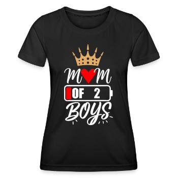 Maman de 2 garçons avec cœur d’amour et couronne - T-shirt sport Femme - noir - Devant - AI Model Female 172 light (172cm)