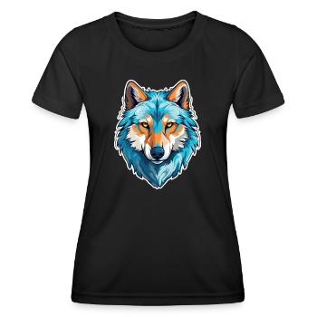 Wolf Kostüm blauer Wolfskopf Werwolf und - Frauen Funktions-T-Shirt - Schwarz - Vorne - AI Model Female 172 light (172cm)