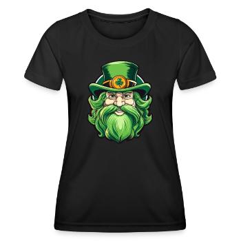 Leprechaun de la Saint-Patrick avec chapeau haut de forme - T-shirt sport Femme - noir - Devant - AI Model Female 172 light (172cm)