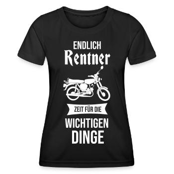 Moped Rentner Ruhestand ddr Ruhestand Ossi Kult - Frauen Funktions-T-Shirt - Schwarz - Vorne - AI Model Female 172 light (172cm)
