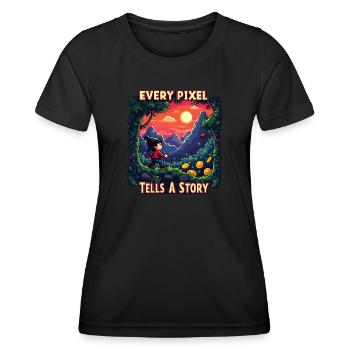 Chaque pixel raconte une histoire - Retro Gaming - T-shirt sport Femme - noir - Devant - AI Model Female 172 light (172cm)