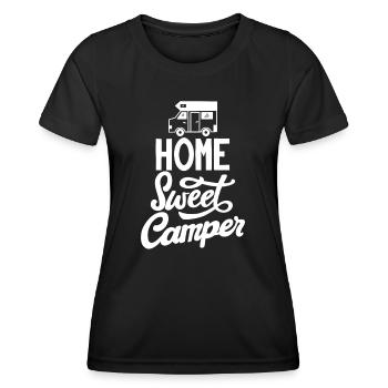 Camper Spruch Home sweet Camper - Frauen Funktions-T-Shirt - Schwarz - Vorne - AI Model Female 172 light (172cm)