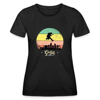 Guitar Vintage Music Retro Sunset - Women's Functional T-Shirt - black - Front - AI Model Female 172 light (172cm)