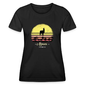 Alpaga Vintage Rétro Animaux Coucher de soleil - T-shirt sport Femme - noir - Devant - AI Model Female 172 light (172cm)