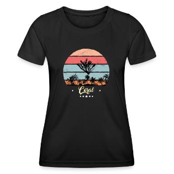 Koralle Tauchen Vintage Retro Tiere Sonnenuntergan - Frauen Funktions-T-Shirt - Schwarz - Vorne - AI Model Female 172 light (172cm)