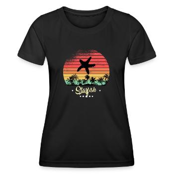 Seestern Tauchen Vintage Retro Sonnenuntergang - Frauen Funktions-T-Shirt - Schwarz - Vorne - AI Model Female 172 light (172cm)