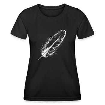 Vogelfeder Hand gezeichnet - Frauen Funktions-T-Shirt - Schwarz - Vorne - AI Model Female 172 light (172cm)