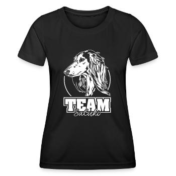 TEAM SALUKI Chiens Chien Sport Lévrier Wilsigns - T-shirt sport Femme - noir - Devant - AI Model Female 172 light (172cm)